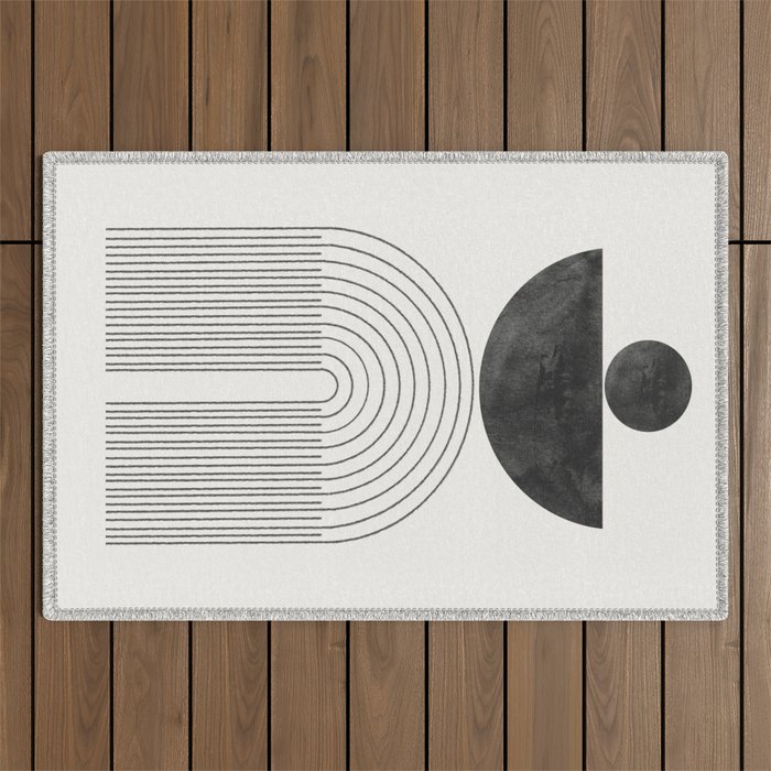 Geometric Minimal Shape Study No1. Outdoor Rug Gallery Image 1