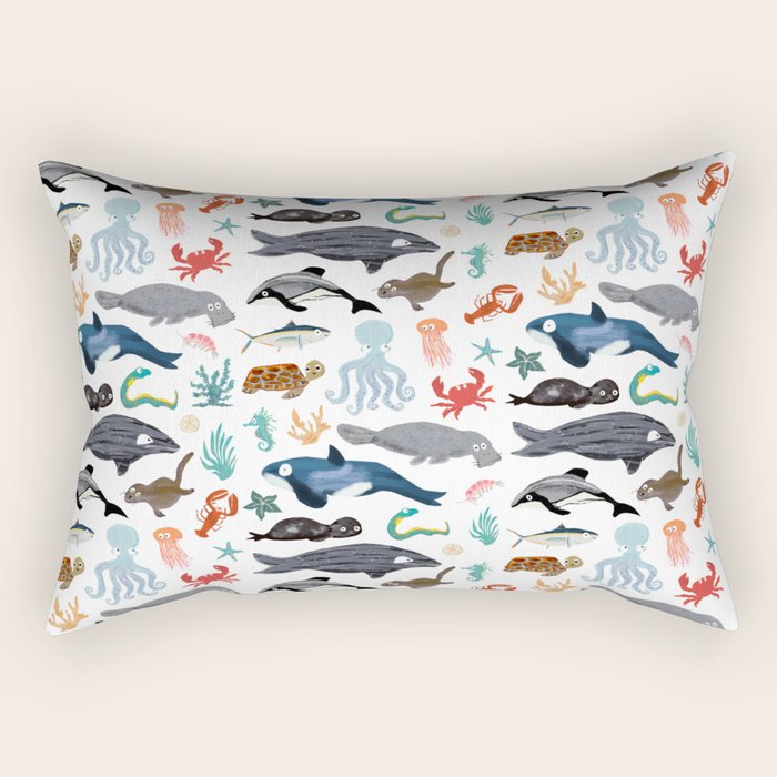 Sea Change: Ocean Animals Rectangular Pillow Gallery Image 2