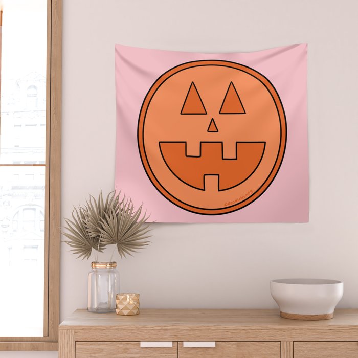 Smile Jack O Lantern Wall Tapestry Gallery Image 2