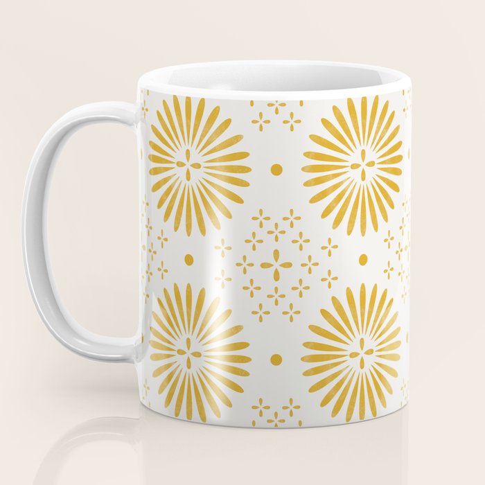 Happy Sunshine - yellow art, sunshine, boho art, bohemian, tile, home decor, yellow, yellow art print Coffee Mug Gallery Image 3
