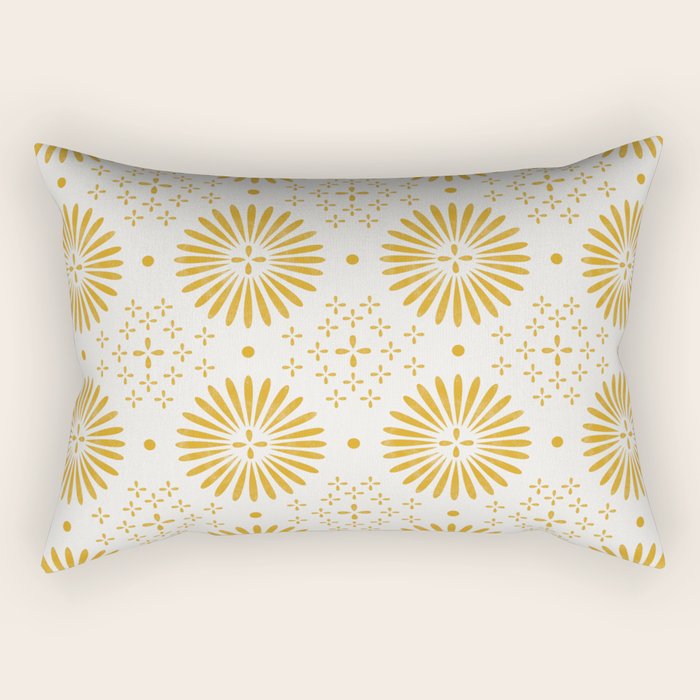 Happy Sunshine - yellow art, sunshine, boho art, bohemian, tile, home decor, yellow, yellow art print Rectangular Pillow Gallery Image 1