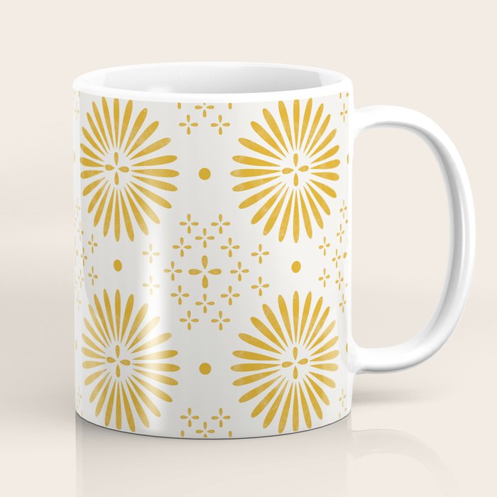 Happy Sunshine - yellow art, sunshine, boho art, bohemian, tile, home decor, yellow, yellow art print Coffee Mug Gallery Image 1