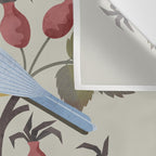 Blue Tit on Red Rose Hips Wall Tapestry Gallery Image 3