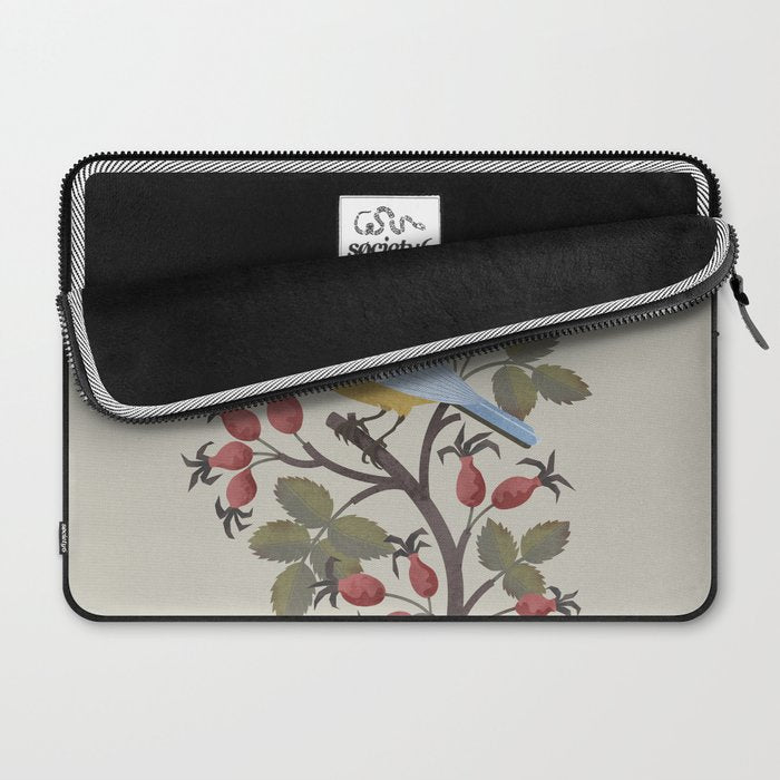 Blue Tit on Red Rose Hips Laptop Sleeve Gallery Image 2