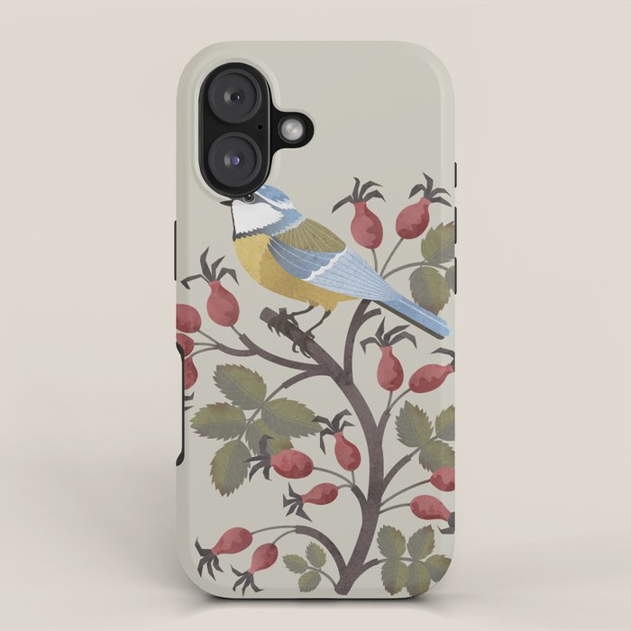 Blue Tit on Red Rose Hips iPhone Case Gallery Image 1