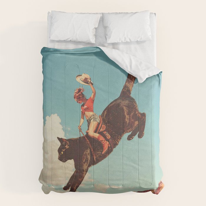 Meehaw - Rodeo Cat Cowgirl Bronc Comforter Gallery Image 1