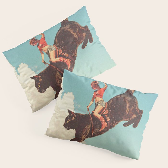 Meehaw - Rodeo Cat Cowgirl Bronc Pillow Sham Gallery Image 3