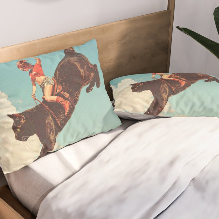 Meehaw - Rodeo Cat Cowgirl Bronc Pillow Sham Gallery Image 2