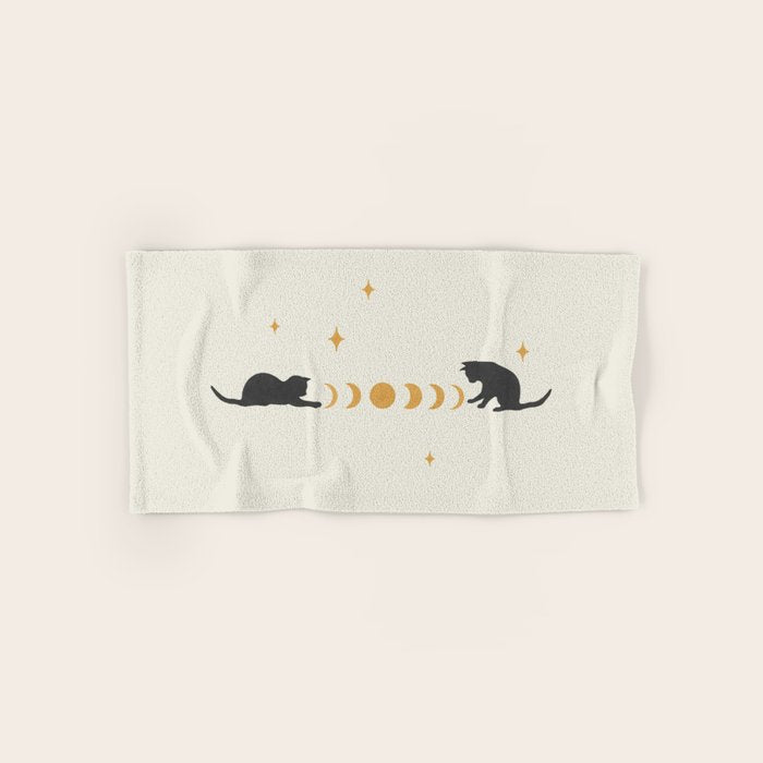 Cat and Moon 3 Bath Towel Gallery Image 1