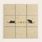 Cat and Moon 3 Wood Wall Art Gallery Image 1