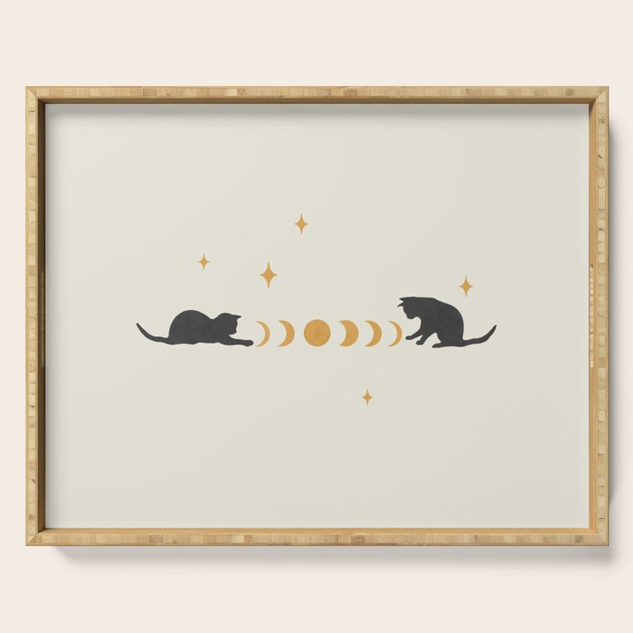 Cat and Moon 3 Serving Tray Gallery Image 1
