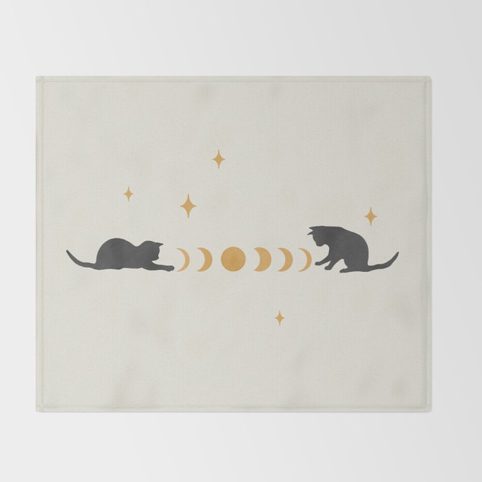 Cat and Moon 3 Throw Blanket Gallery Image 2