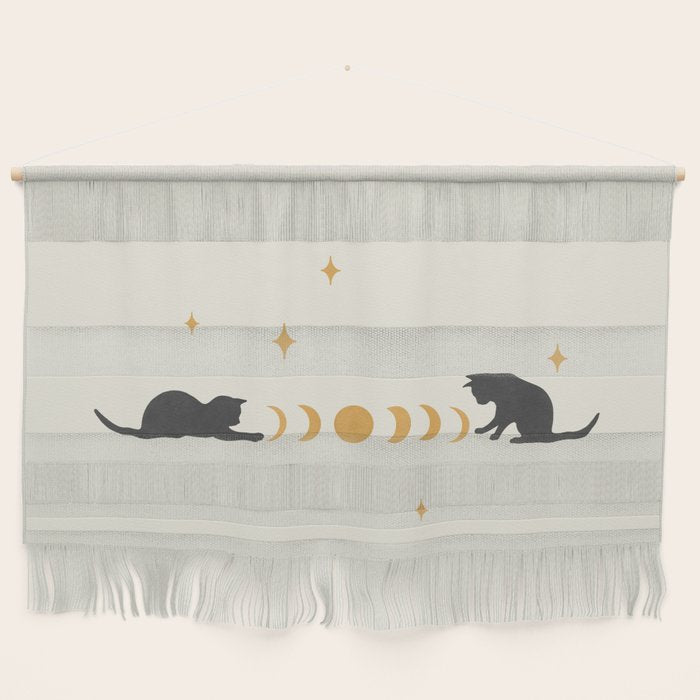 Cat And Moon 3 Wall Hanging