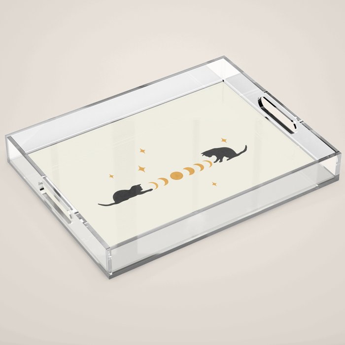 Cat and Moon 3 Acrylic Tray Gallery Image 1