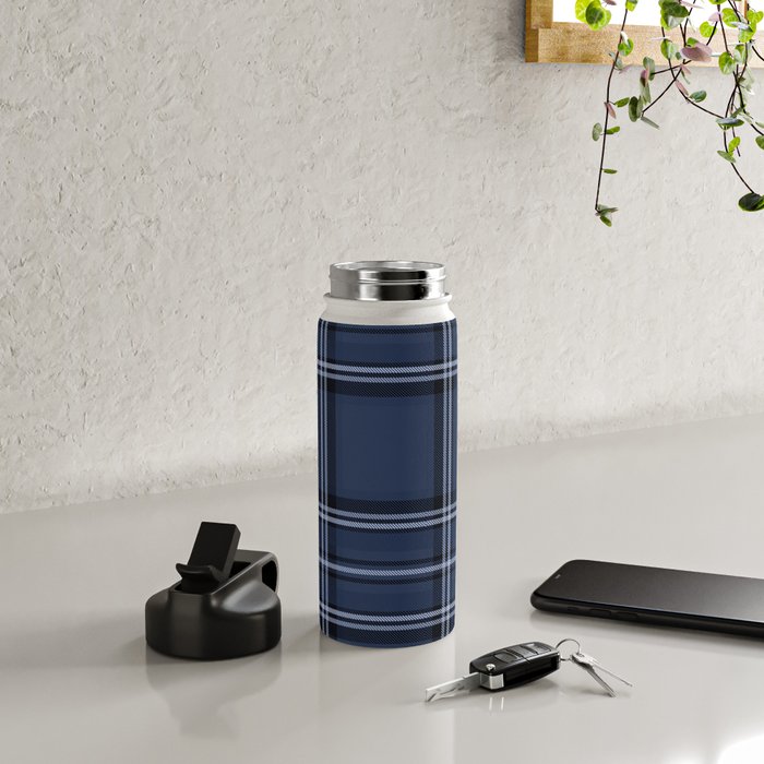 Scottish Blue Tartan Water Bottle Gallery Image 4