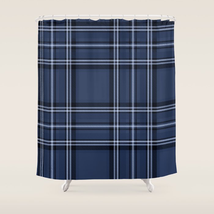 Scottish Blue Tartan Shower Curtain Gallery Image 1