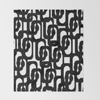 Black and White Mid-century Modern Loop Pattern Throw Blanket Gallery Image 2