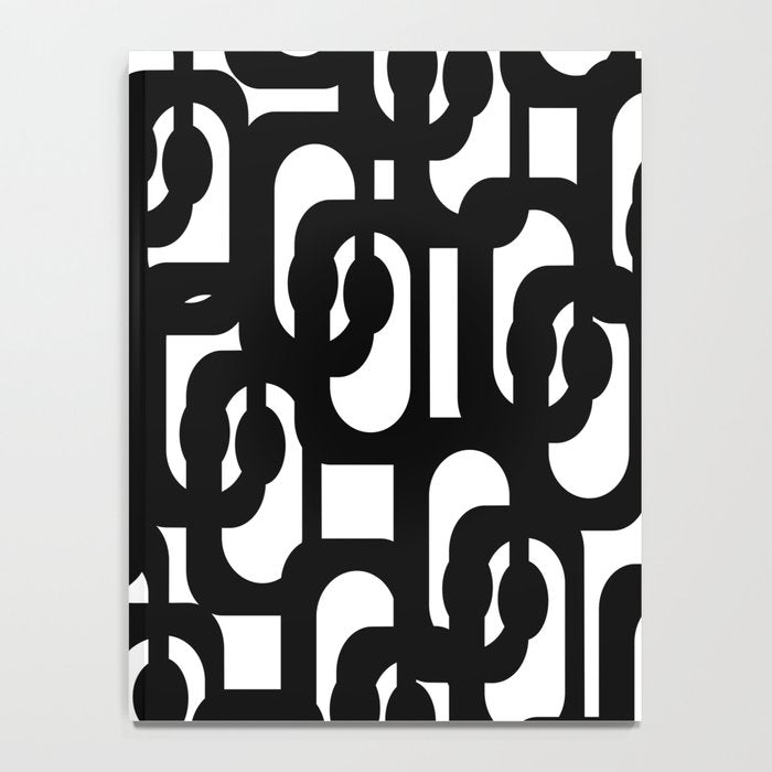 Black and White Mid-century Modern Loop Pattern Notebook Gallery Image 4