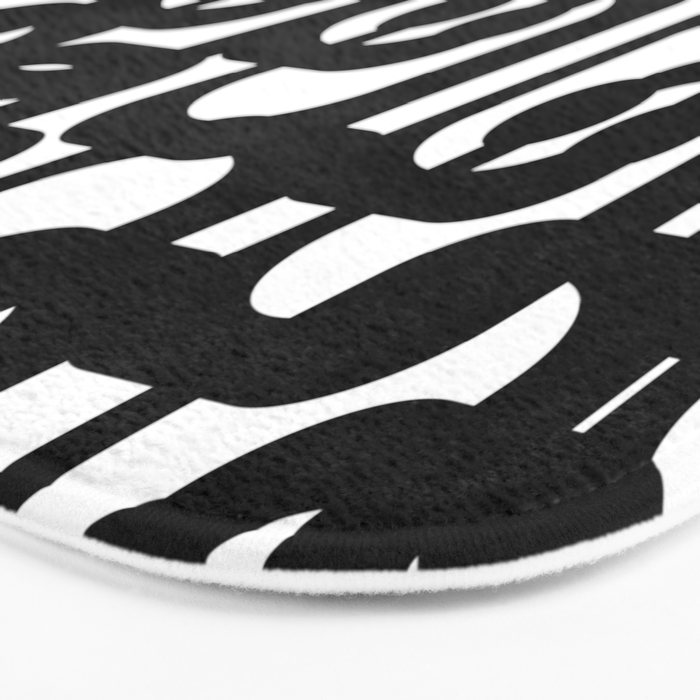 Black and White Mid-century Modern Loop Pattern Bath Mat Gallery Image 3