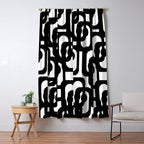Black and White Mid-century Modern Loop Pattern Window Curtain Gallery Image 5