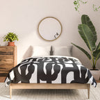 Black and White Mid-century Modern Loop Pattern Comforter Gallery Image 3
