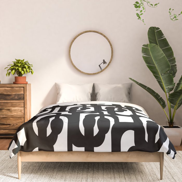 Black and White Mid-century Modern Loop Pattern Comforter Gallery Image 3