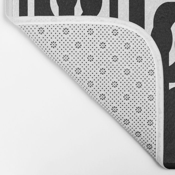 Black and White Mid-century Modern Loop Pattern Bath Mat Gallery Image 2