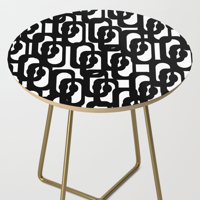 Black and White Mid-century Modern Loop Pattern Side Table Gallery Image 2