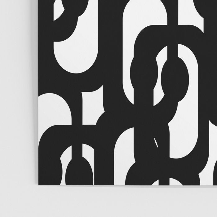 Black and White Mid-century Modern Loop Pattern Poster Gallery Image 3