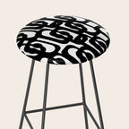 Black and White Mid-century Modern Loop Pattern Stool Gallery Image 2