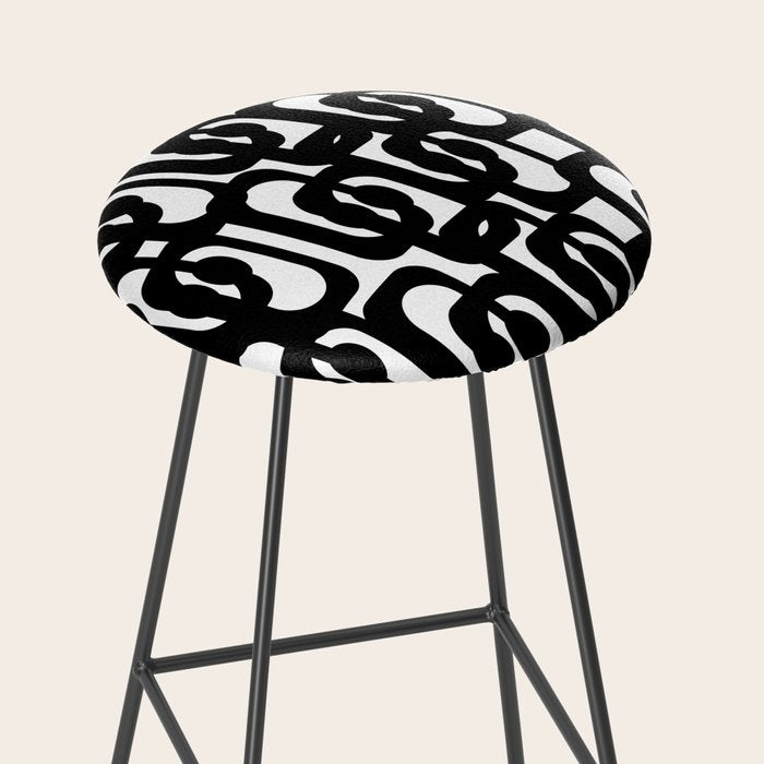 Black and White Mid-century Modern Loop Pattern Stool Gallery Image 2