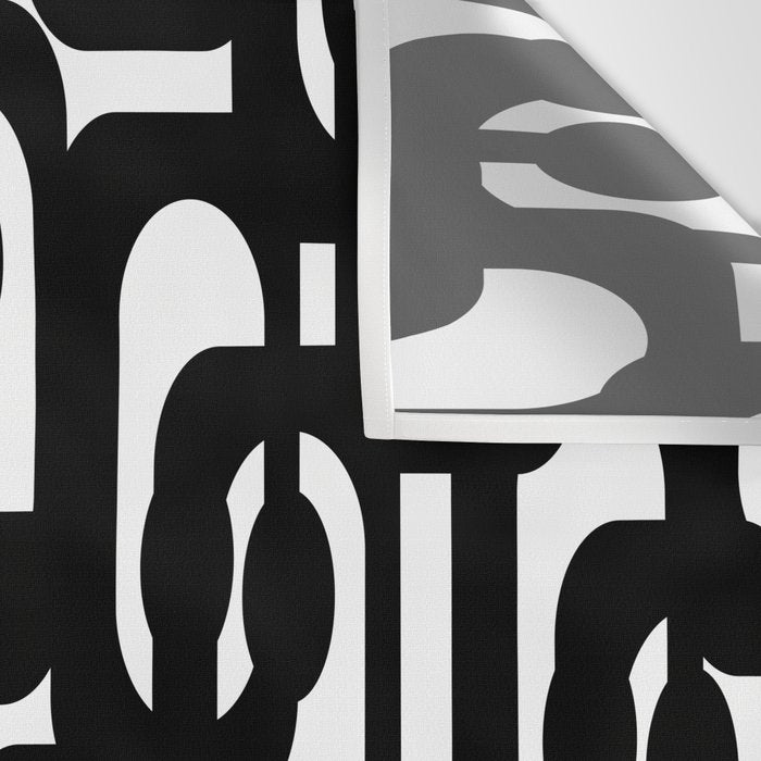 Black and White Mid-century Modern Loop Pattern Wall Tapestry Gallery Image 3