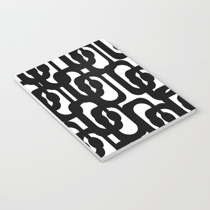 Black and White Mid-century Modern Loop Pattern Notebook Gallery Image 3