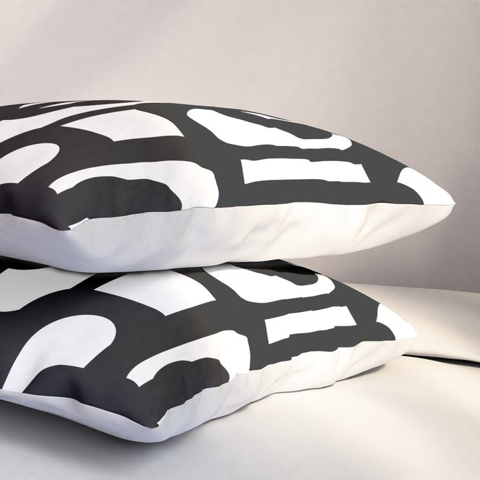 Black and White Mid-century Modern Loop Pattern Pillow Sham Gallery Image 3