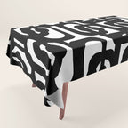 Black and White Mid-century Modern Loop Pattern Tablecloth Gallery Image 1