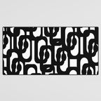 Black and White Mid-century Modern Loop Pattern Desk Mat Gallery Image 3