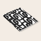 Black and White Mid-century Modern Loop Pattern Notebook Gallery Image 2