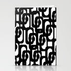 Black and White Mid-century Modern Loop Pattern Stationery Card Gallery Image 2