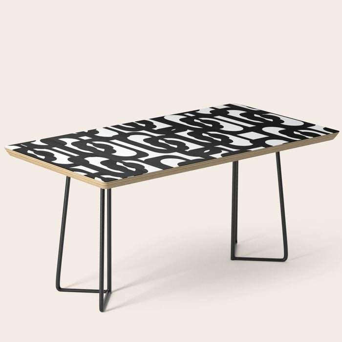 Black and White Mid-century Modern Loop Pattern Coffee Table Gallery Image 1