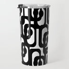 Black and White Mid-century Modern Loop Pattern Travel Mug Gallery Image 3