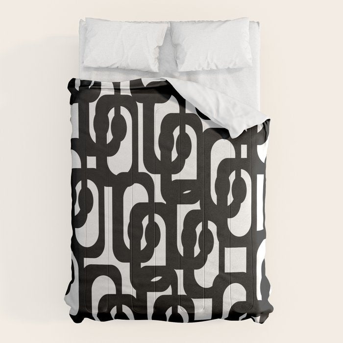 Black and White Mid-century Modern Loop Pattern Comforter Gallery Image 6