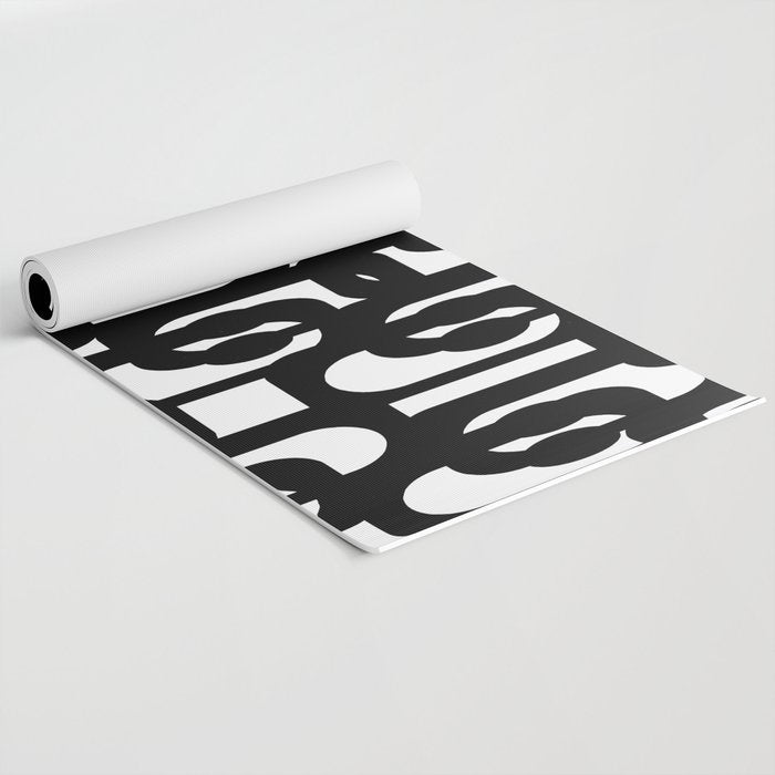 Black and White Mid-century Modern Loop Pattern Yoga Mat Gallery Image 2