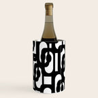 Black and White Mid-century Modern Loop Pattern Wine Chiller Gallery Image 3