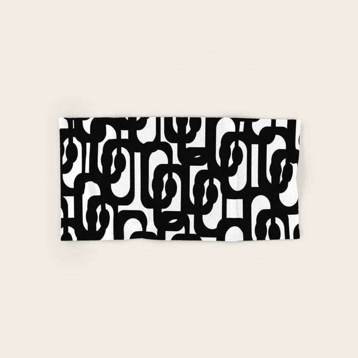 Black and White Mid-century Modern Loop Pattern Towels Gallery Image 1