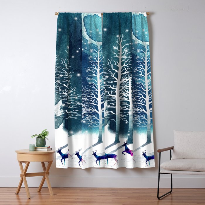 Winter Night 2 Window Curtain Gallery Image 1
