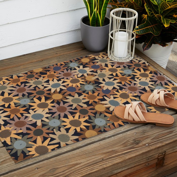 Hand Drawn Florals #5 Outdoor Rug Gallery Image 2