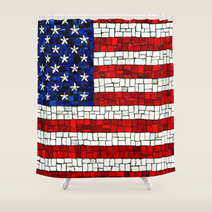 United States of America mosaic Shower Curtain Gallery Image 1