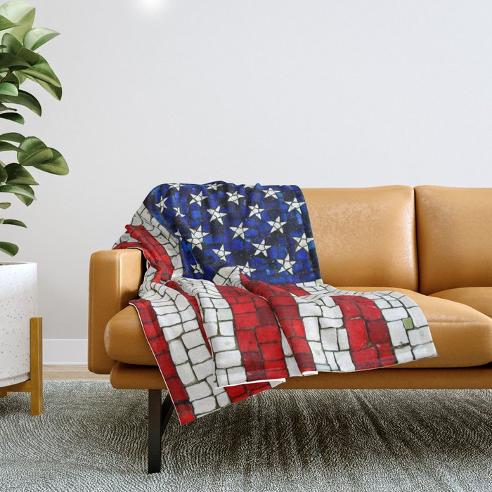 United States of America mosaic Throw Blanket Gallery Image 1