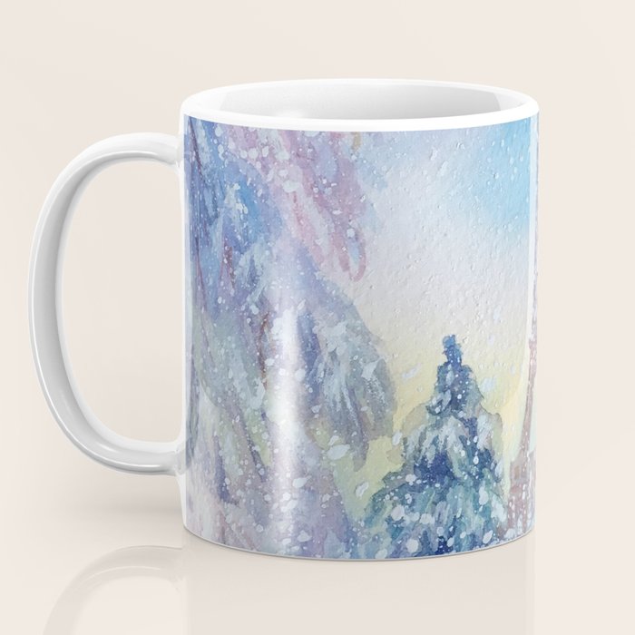 Snowy Parisian Christmas Watercolor Coffee Mug Gallery Image 3