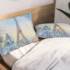 Snowy Parisian Christmas Watercolor Pillow Sham Gallery Image 2